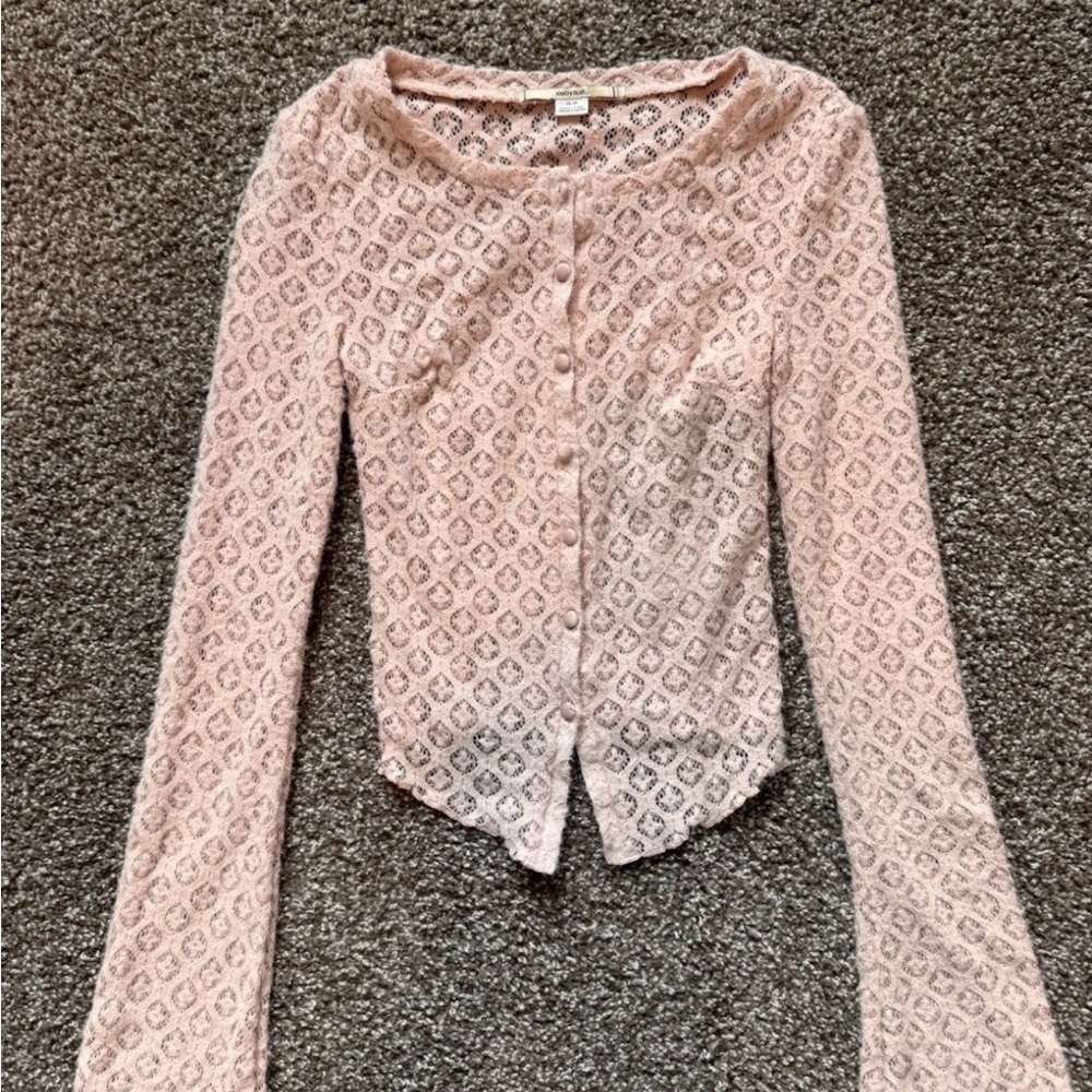 Kimchi Blue XS Baby Pink Lace Y2K Style Cardigan